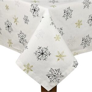 Kate Spade Tablecloth Black Gold Snowflakes 60”x84”